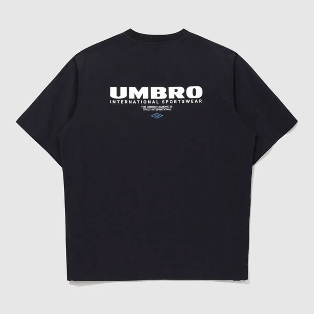 NEW Umbro Men's L Classic Short Sleeve Piste Nylon Top Black Athleisure Sporty